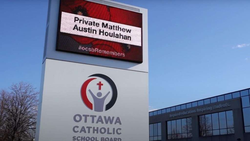 Photo of the digital display on Remembrance Day 2022