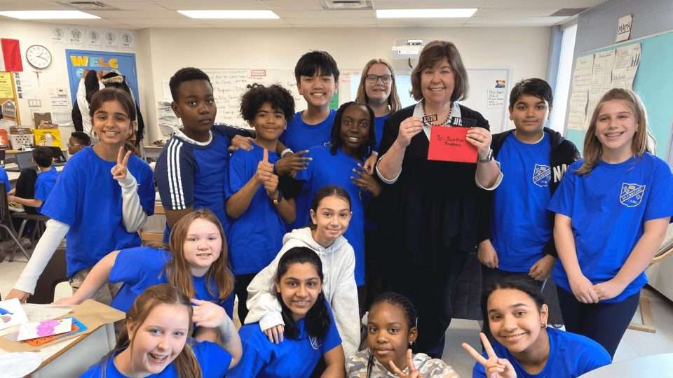 OCSB students visiting the Parliament with Anita Vandenbeld