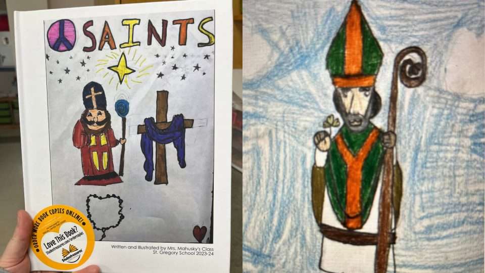 Handmade book about Saints made by OCSB students