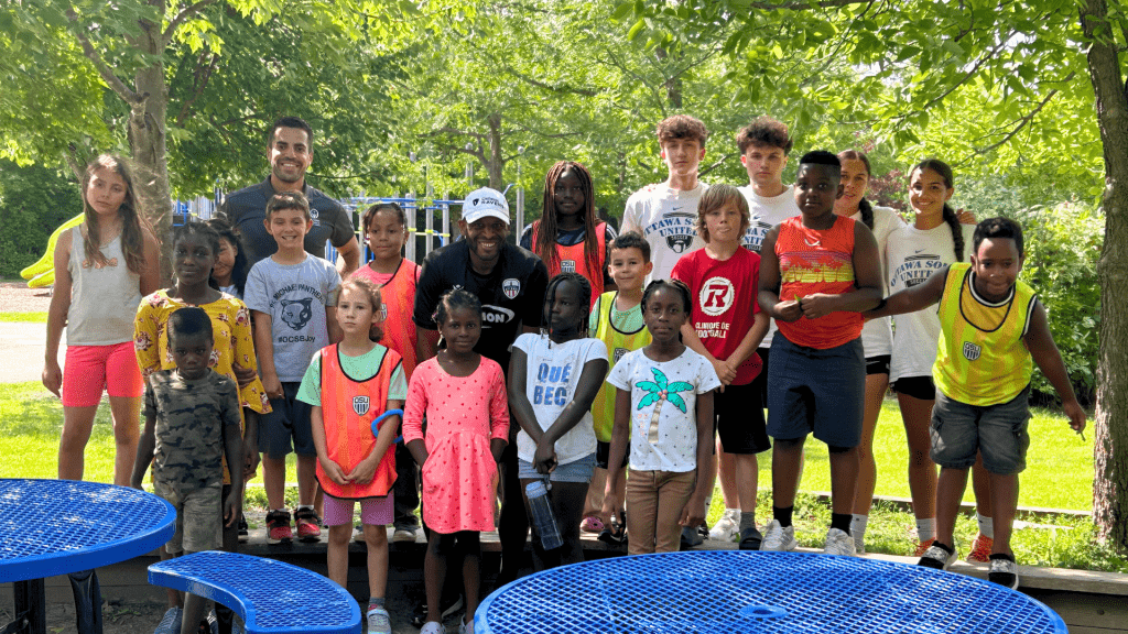 Campers and Ottawa soccer community athletes at OCSB Summer Learning Program's Active Camps