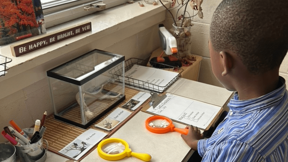 Child at an OCSB Kindergarten classroom