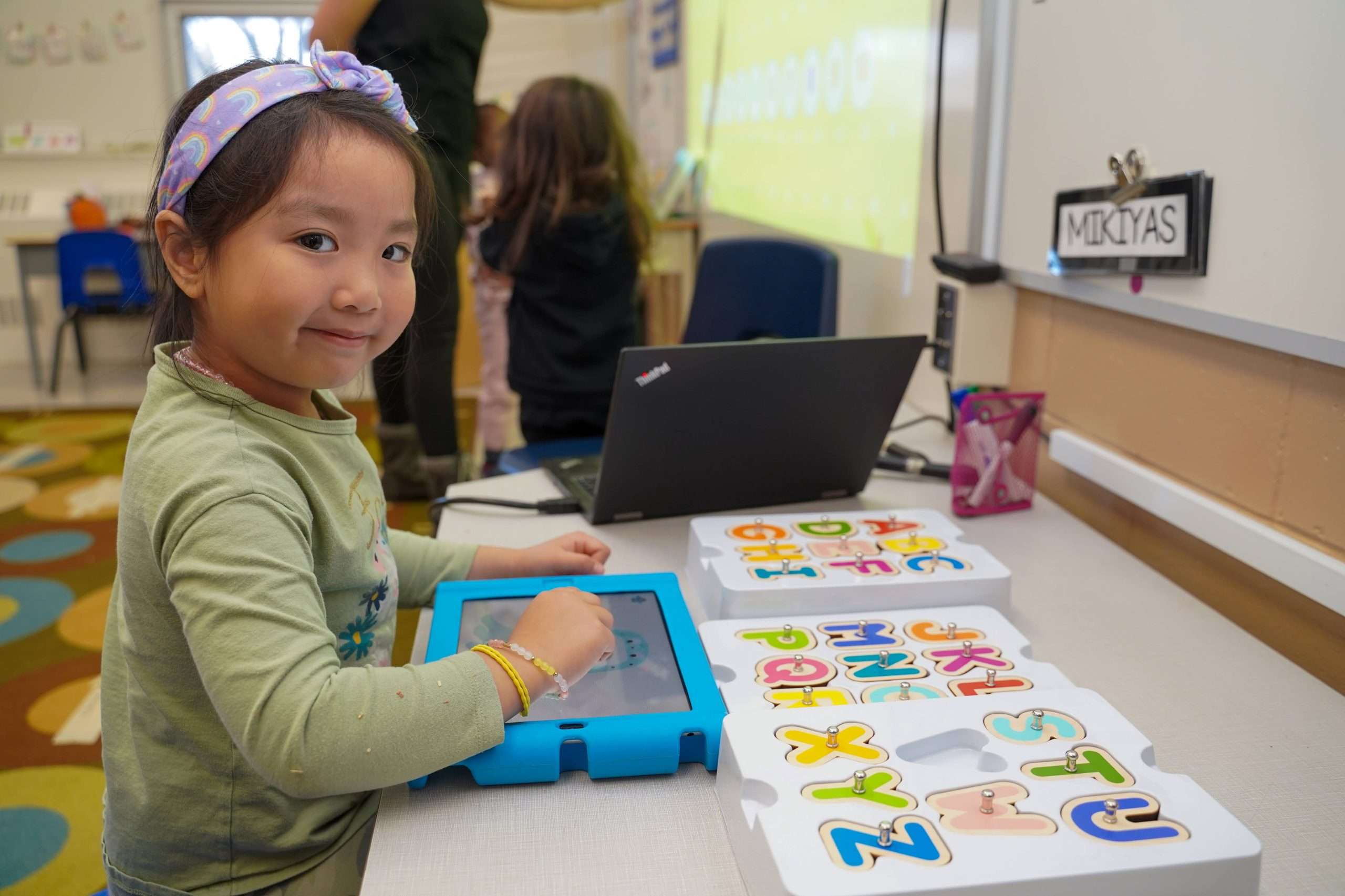 Child at an OCSB Kindergarten classroom