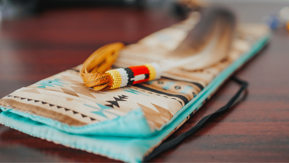 Indigenous items on a desk