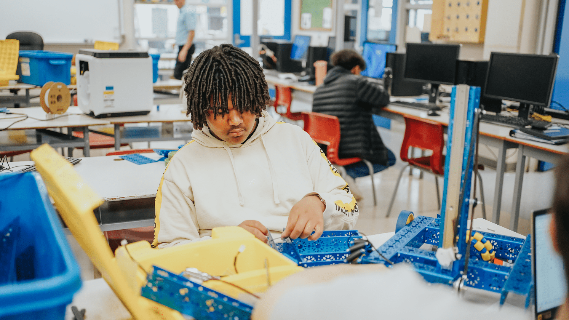 High School student building a robot