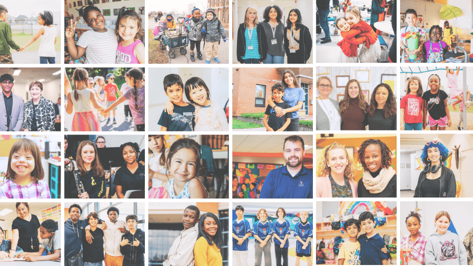 OCSB students and staff in different scenarios representing well-being initiatives