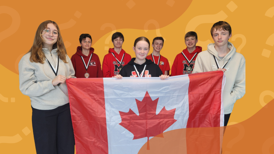 OCSB students holding the Canada Flag