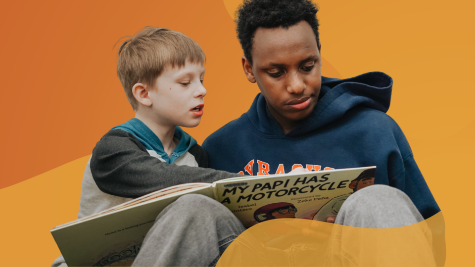 Students reading a book