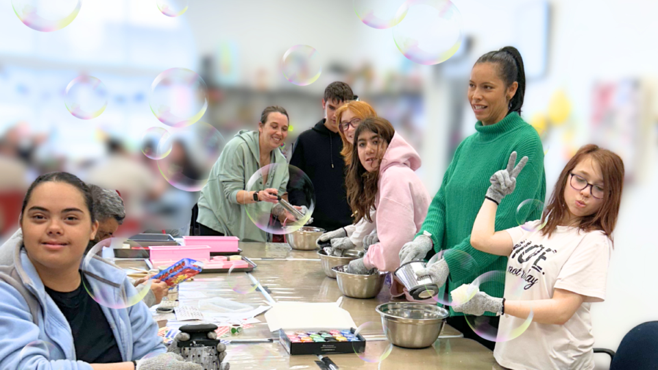 Students making soaps