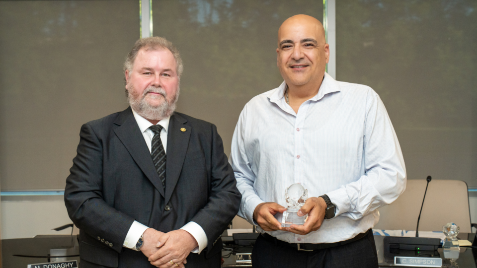 Steve Boucher receiving the Trustee Award in 2026 for volunteering