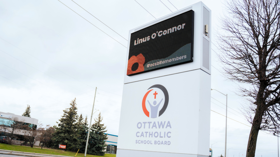 Hundt Club OCSB sign with Remembrance Day